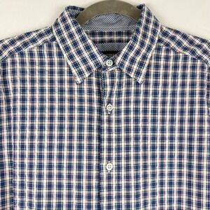 Johnston & Murphy Mens Plaid‎ Short Sleeve Button Up Casual Shirt